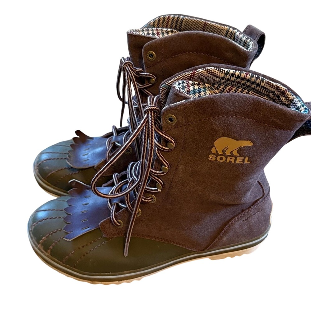 Sorel Brown Suede Waterproof Winter Duck Boots Womens Size 7